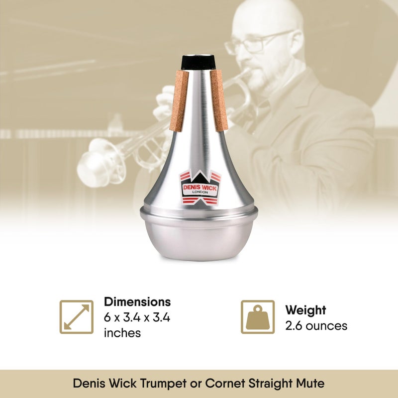 Denis Wick Straight Mute for Trumpet or Cornet, 5504 - Hand-Spun Aluminum Mute with Natural Cork - Brilliant Tone, Reliable Intonation & Tight-Bell Fit for Performance - 6.1 x 3.4 x 3.4 In, 2.26 oz - Image 3